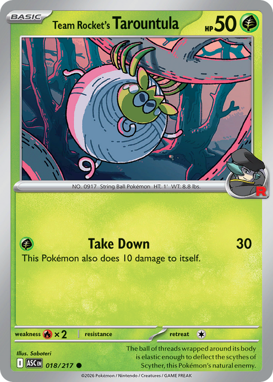 Team Rocket's Tarountula (Energy Symbol Pattern) - 18/217 - Reverse Holofoil - NM - Common - Ascended Heroes