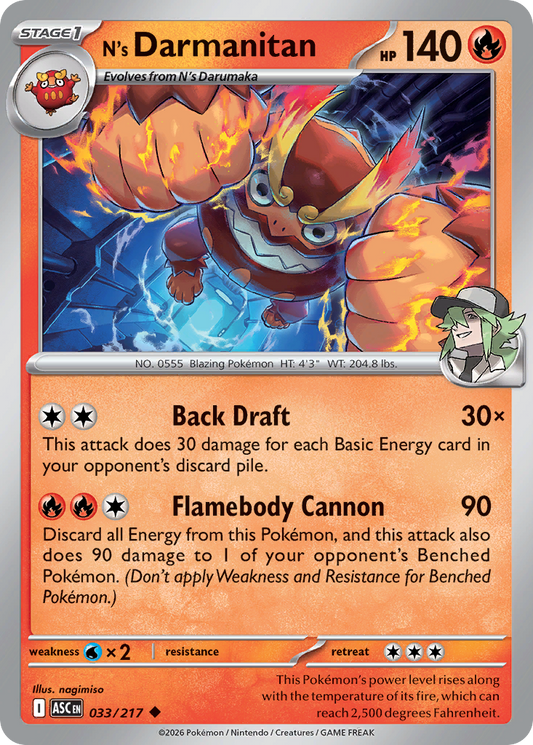 N's Darmanitan - 33/217 - Normal - NM - Uncommon - Ascended Heroes