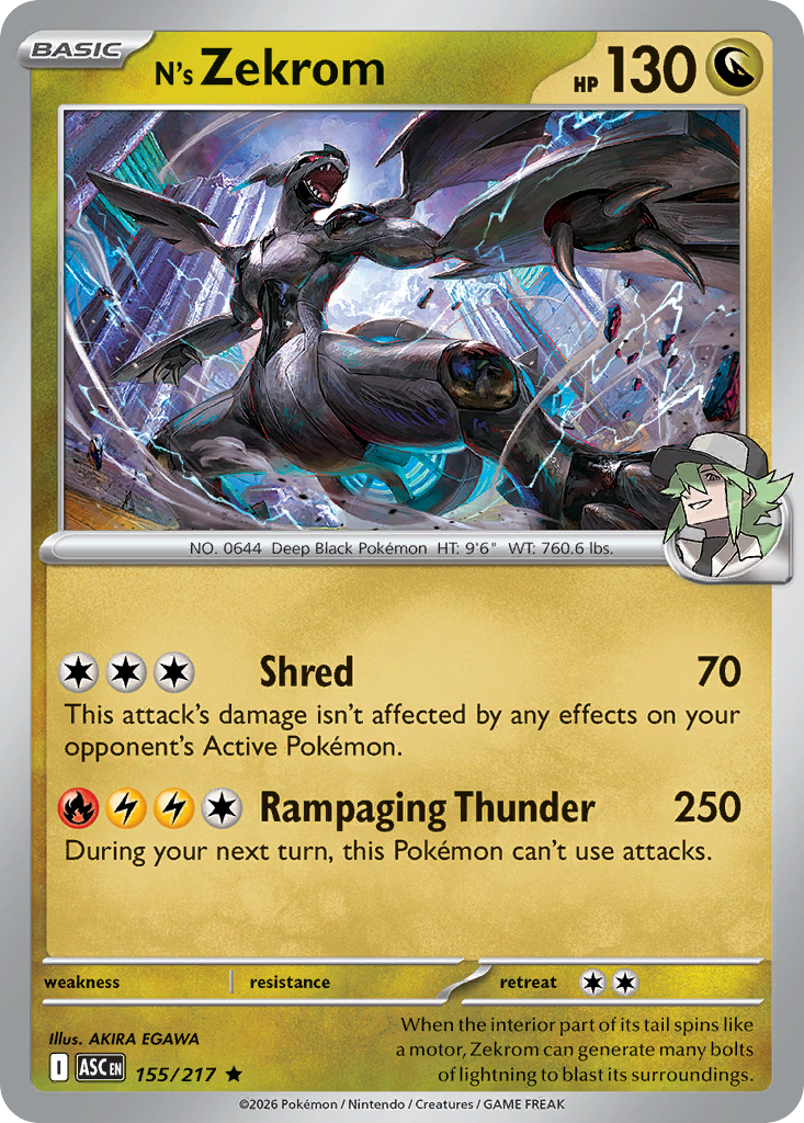 N's Zekrom (Poke Ball) - 155/217 - Reverse Holofoil - NM - Rare - Ascended Heroes