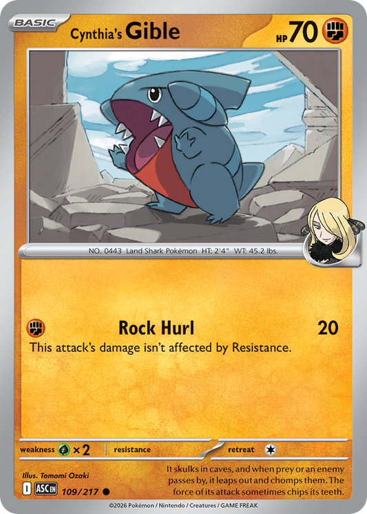 Cynthia's Gible (Poke Ball) - 109/217 - Reverse Holofoil - NM - Common - Ascended Heroes