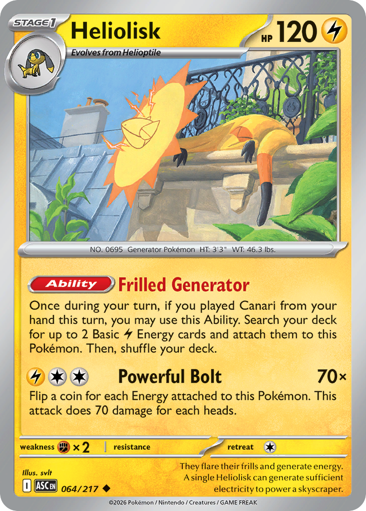 Heliolisk (Quick Ball) - 64/217 - Reverse Holofoil - NM - Uncommon - Ascended Heroes