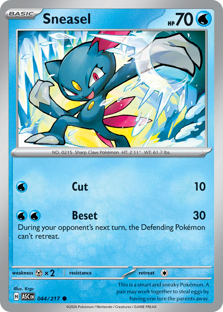 Sneasel - 44/217 - Normal - NM - Common - Ascended Heroes