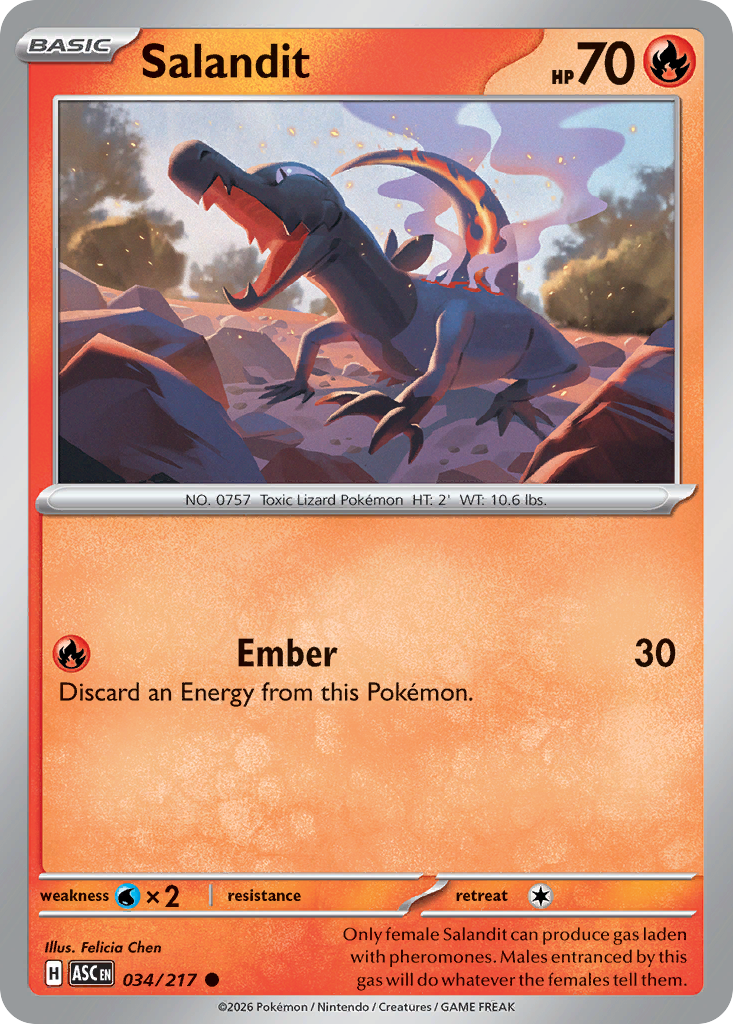 Salandit (Quick Ball) - 34/217 - Reverse Holofoil - NM - Common - Ascended Heroes