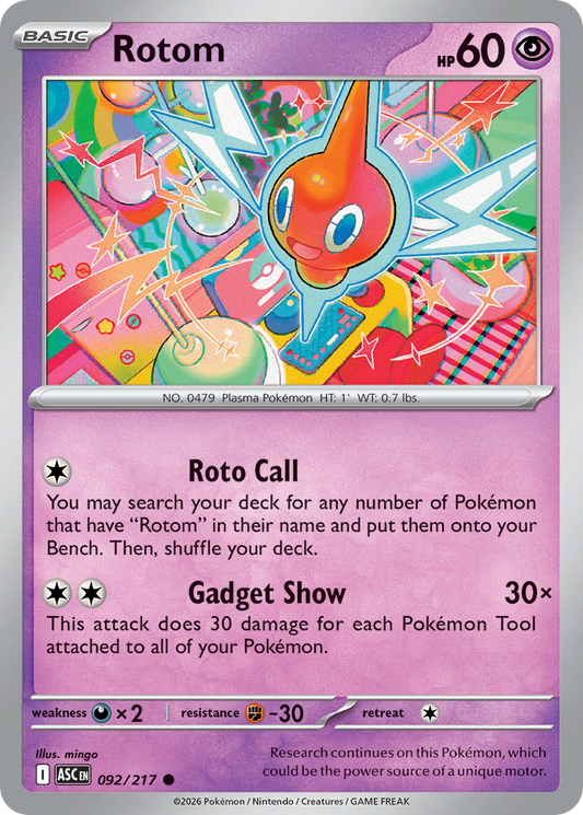 Rotom (Energy Symbol Pattern) - 92/217 - Reverse Holofoil - NM - Common - Ascended Heroes