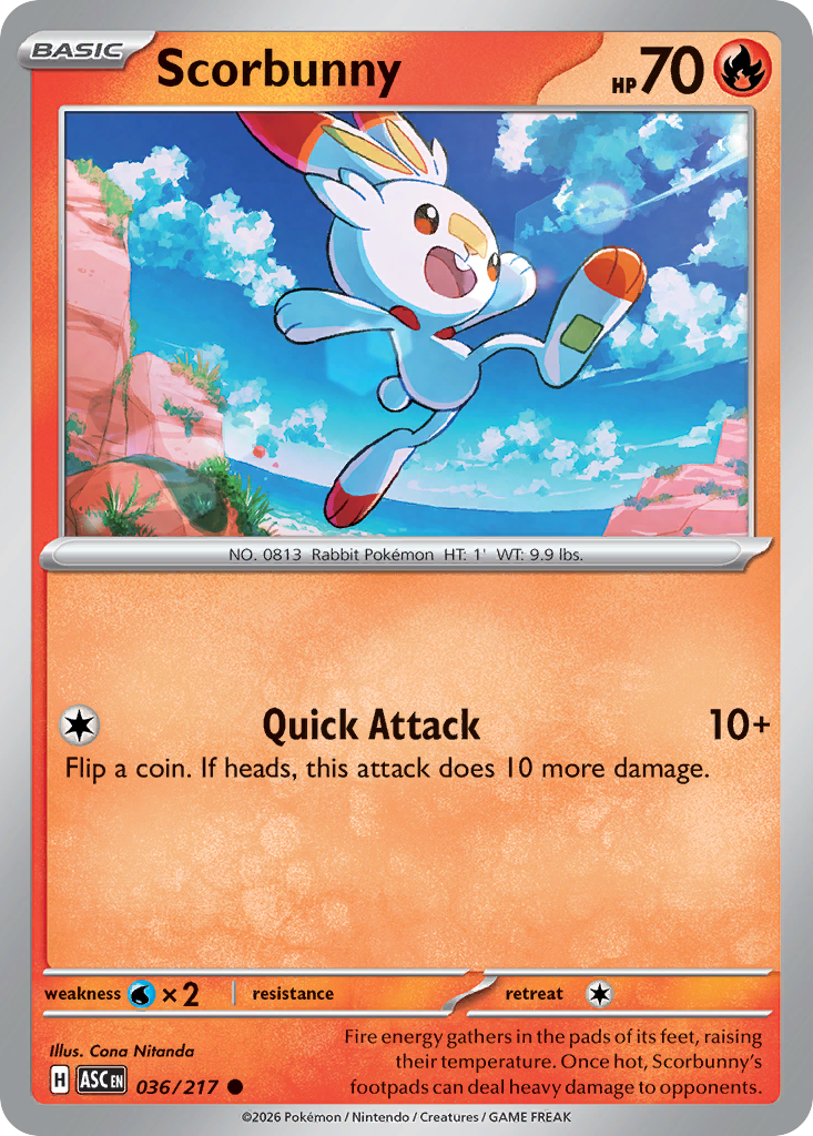 Scorbunny (Friend Ball) - 36/217 - Reverse Holofoil - NM - Common - Ascended Heroes