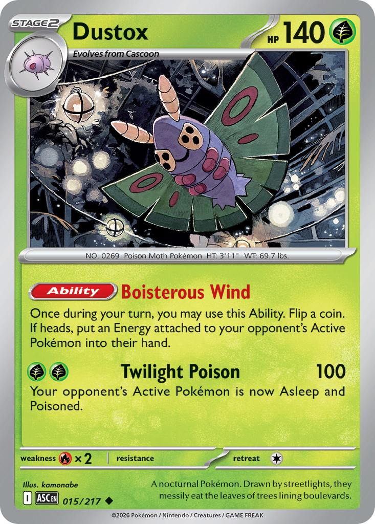 Dustox (Energy Symbol Pattern) - 15/217 - Reverse Holofoil - NM - Uncommon - Ascended Heroes