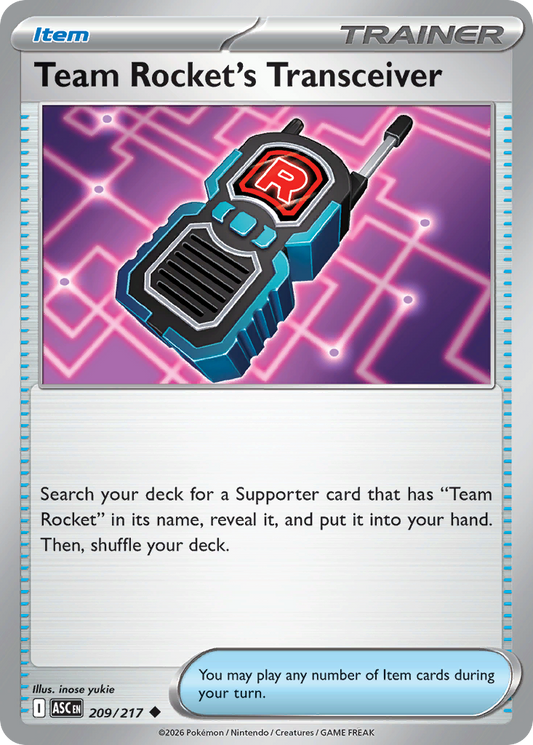 Team Rocket's Transceiver - 209/217 - Reverse Holofoil - NM - Uncommon - Ascended Heroes