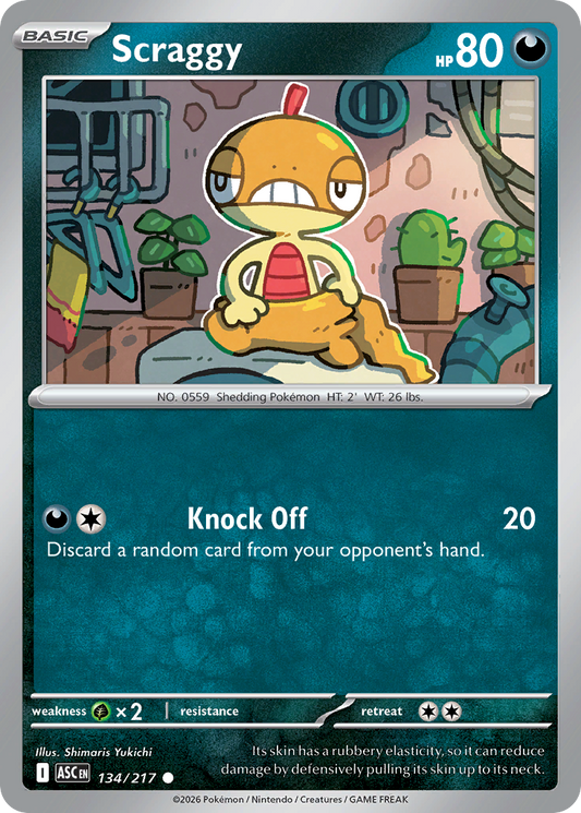Scraggy (Energy Symbol Pattern) - 134/217 - Reverse Holofoil - NM - Common - Ascended Heroes