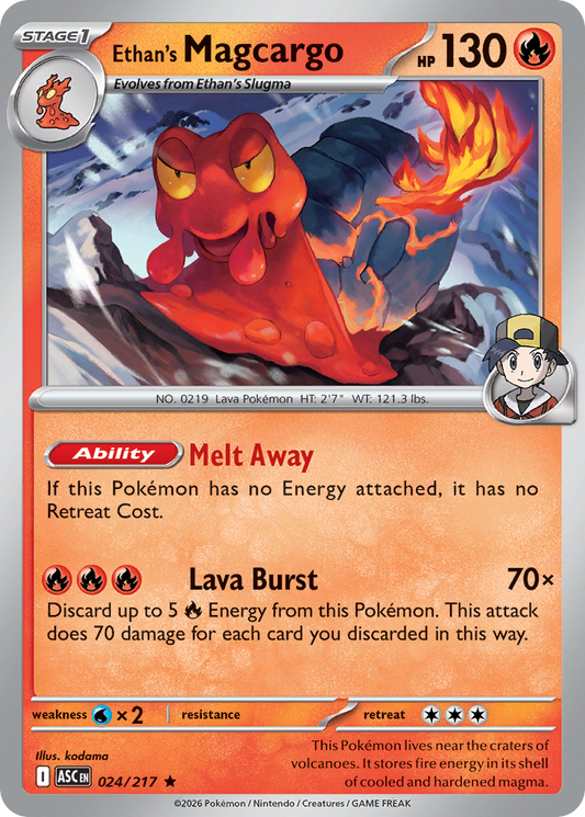 Ethan's Magcargo (Energy Symbol Pattern) - 24/217 - Reverse Holofoil - NM - Rare - Ascended Heroes