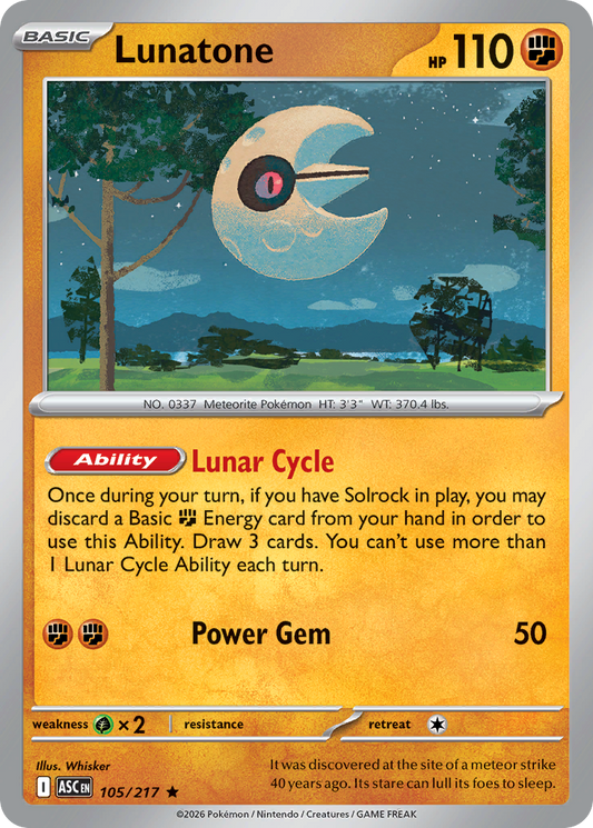 Lunatone - 105/217 - Holofoil - NM - Rare - Ascended Heroes