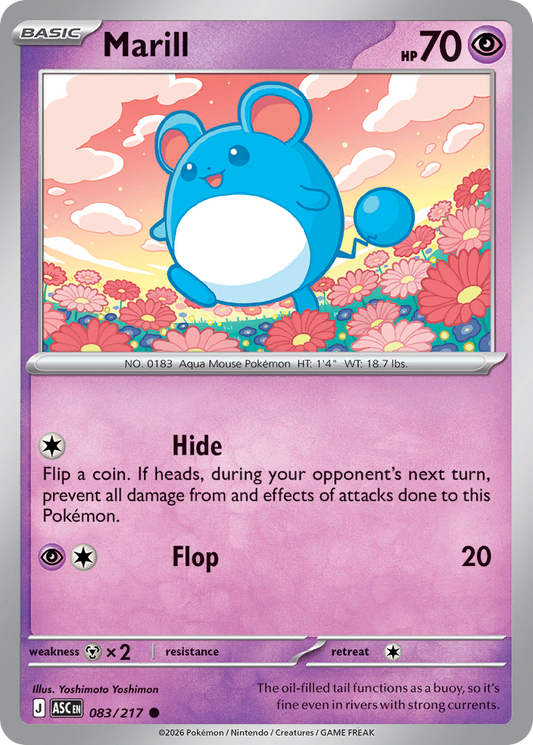 Marill (Energy Symbol Pattern) - 83/217 - Reverse Holofoil - NM - Common - Ascended Heroes